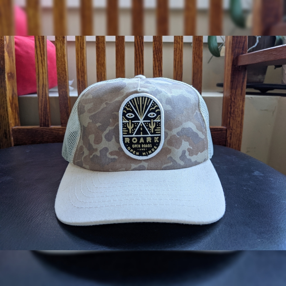 Roark tan camo truckers hat